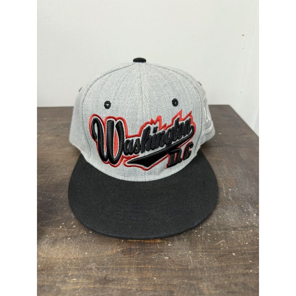 Premium Headwear Mens Snapback Cap Hat Washington DC Embroidered Gray Puffy Word